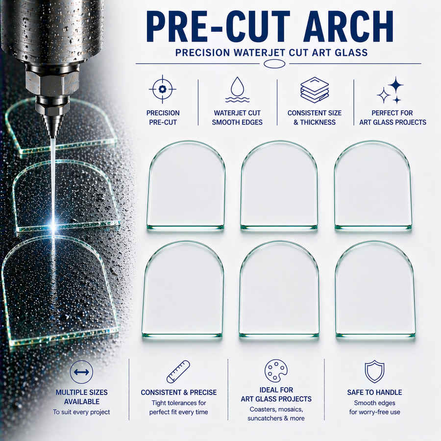 Pre-Cut Arch Glass Blanks for Fused Glass, Mosaics & Crafts
