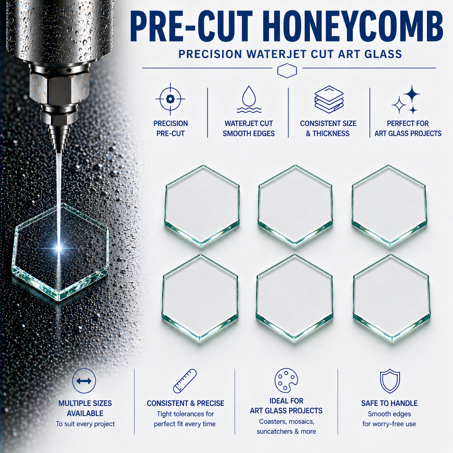 Pre-Cut Honeycomb Glass Blanks for Fused Glass, Mosaics & Crafts