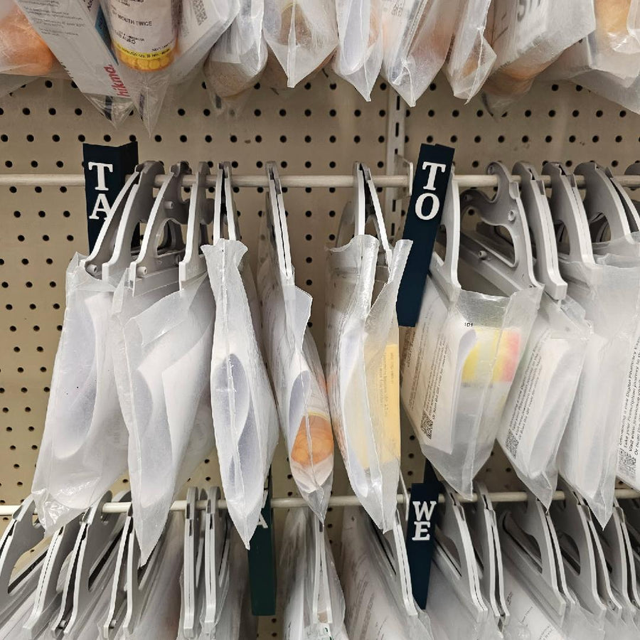 GripRx™ Green Bag Hanger Divider with Lettering – Custom Retrofit Pharmacy Bag Organizer